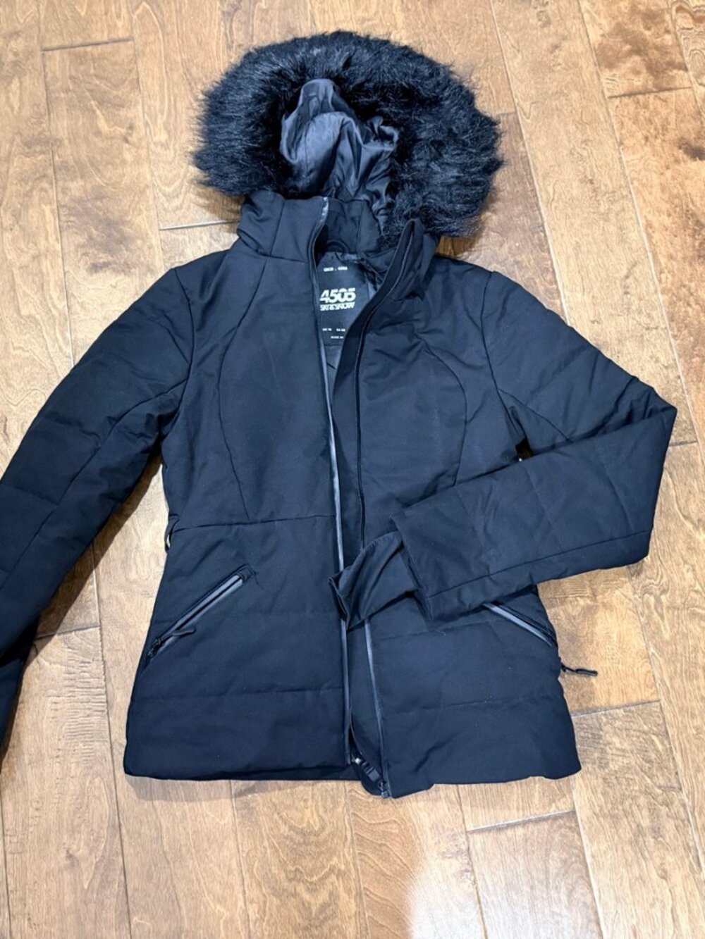 ASOS 4505 Black Hooded Ski Snow Jacket US 6 UK 10 Worn Once